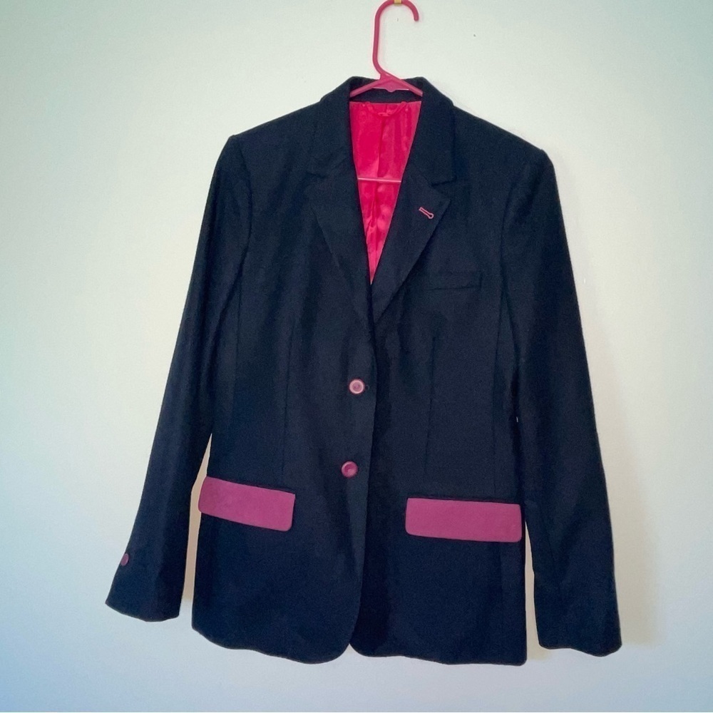Vicomte A Wool Blend Blazer – Blue w/ Pink Detail, Size 1